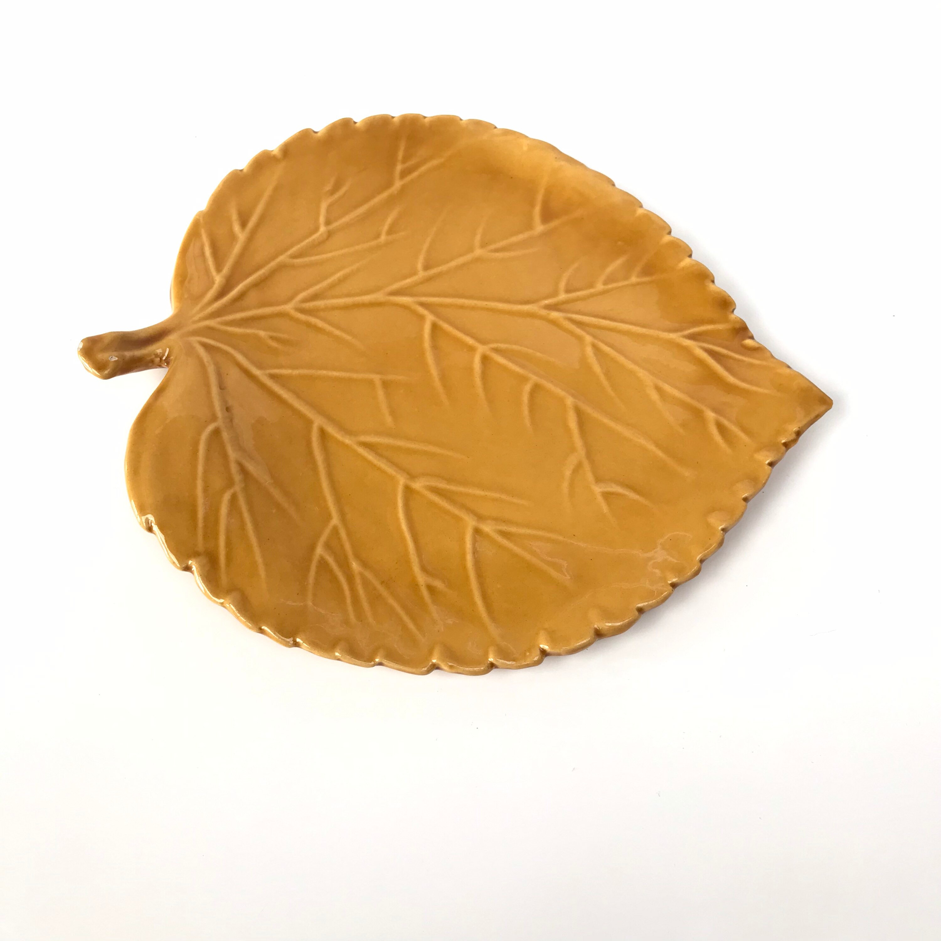 Millésime Français Années 1960 - Plaque à Feuilles Vitrées Jaune Ocre Des 1970