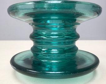 Large A22 EIV Large Glass Insulator Electrical Spool Aqua blue green solid glass, very good condition REF 18