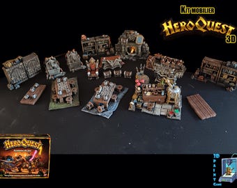 HeroQuest 3D Furniture Kit – 3D Printed & Hand-Painted Objects – Complete Dungeon Scenery