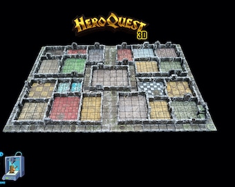HeroQuest 3D-gedrucktes und handbemaltes Spielbrett mit magnetischen Wänden und Türen – HEROQUEST-Zubehör – Kompatibel mit 28/30-mm-Miniaturen
