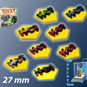 Set van 8 F1-auto's voor Heat: Pedal to the Metal – Handgeschilderde 3D-geprinte miniaturen – Bordspelaccessoire