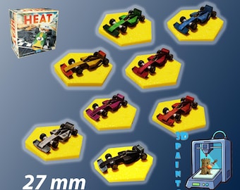 Set of 8 F1 cars for Heat: Pedal to the Metal – Hand-painted 3D printed miniatures – Board game accessory