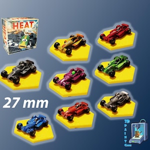 Set of 8 F1 cars for Heat: Pedal to the Metal – Hand-painted 3D printed miniatures – Board game accessory