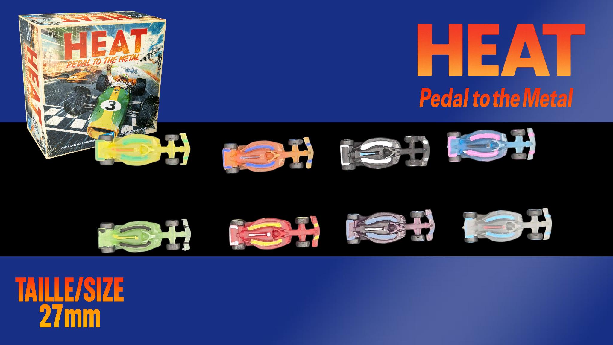 8 Voitures Miniatures Peintes Pour Heat: Pedal To The Metal – Échelle 27 Mm – Résine – Neuf Fabriqué En France