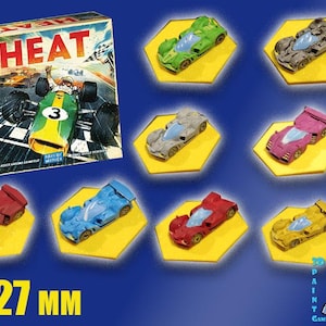 Set of 8 F1 cars for Heat: Pedal to the Metal – Hand-painted 3D printed miniatures – Board game accessory