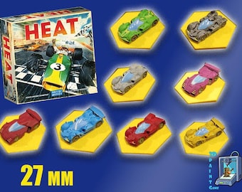 Set of 8 F1 cars for Heat: Pedal to the Metal – Hand-painted 3D printed miniatures – Board game accessory