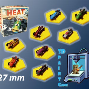 Set of 8 F1 cars for Heat: Pedal to the Metal – Hand-painted 3D printed miniatures – Board game accessory