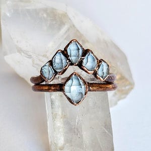 Herkimer Diamond Custom Ring Set, Copper Electroformed Ring, Alternative Engagement Ring, Raw Stone Ring, Boho Herkimer Diamond Ring
