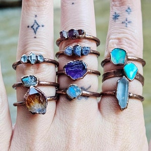 Mystery Ring Copper Electroformed Rings Raw Gemstone Rings Boho Copper Rings Etsy Australia