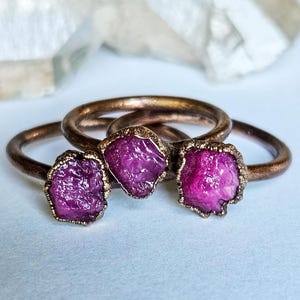 Raw Ruby Ring, Copper Electroformed Ring, Raw Stone Ring