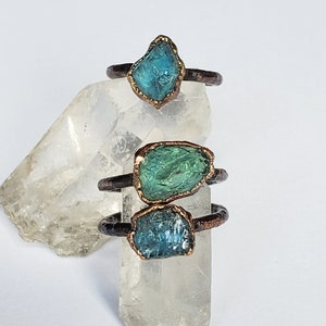 Raw Aquamarine Ring Copper Electroformed Ring Raw Stone - Etsy