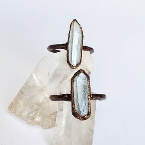 Raw Crystal Point Ring, Copper Electroformed Ring, Raw Stone Ring, Boho Crystal Ring