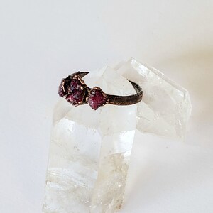 Raw Ruby Triple Stone Custom Ring, Copper Electroformed Ring, Raw Stone ...