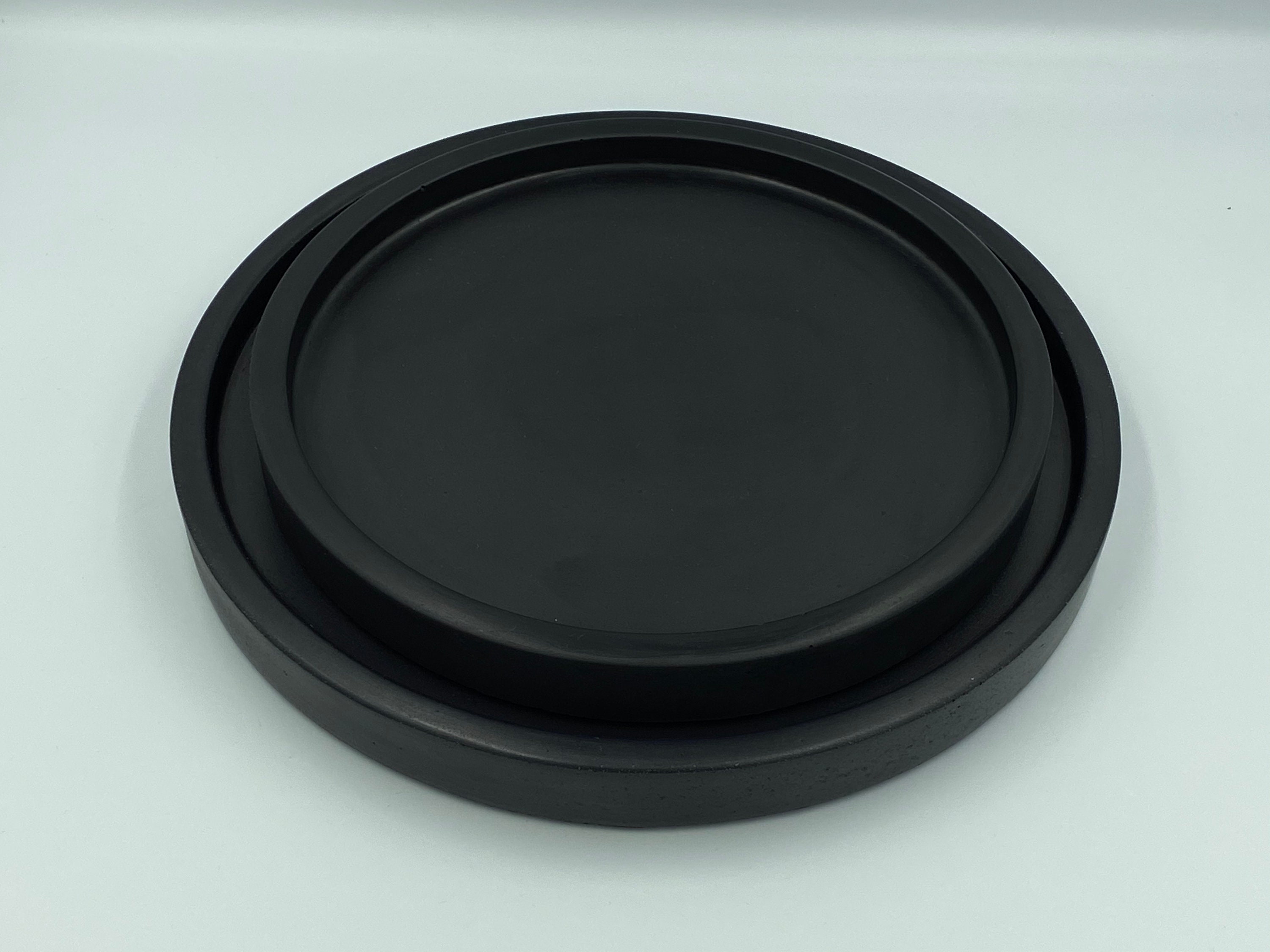 Set of 2 Black Concrete Round trays Coffee table tray Vanity Etsy
