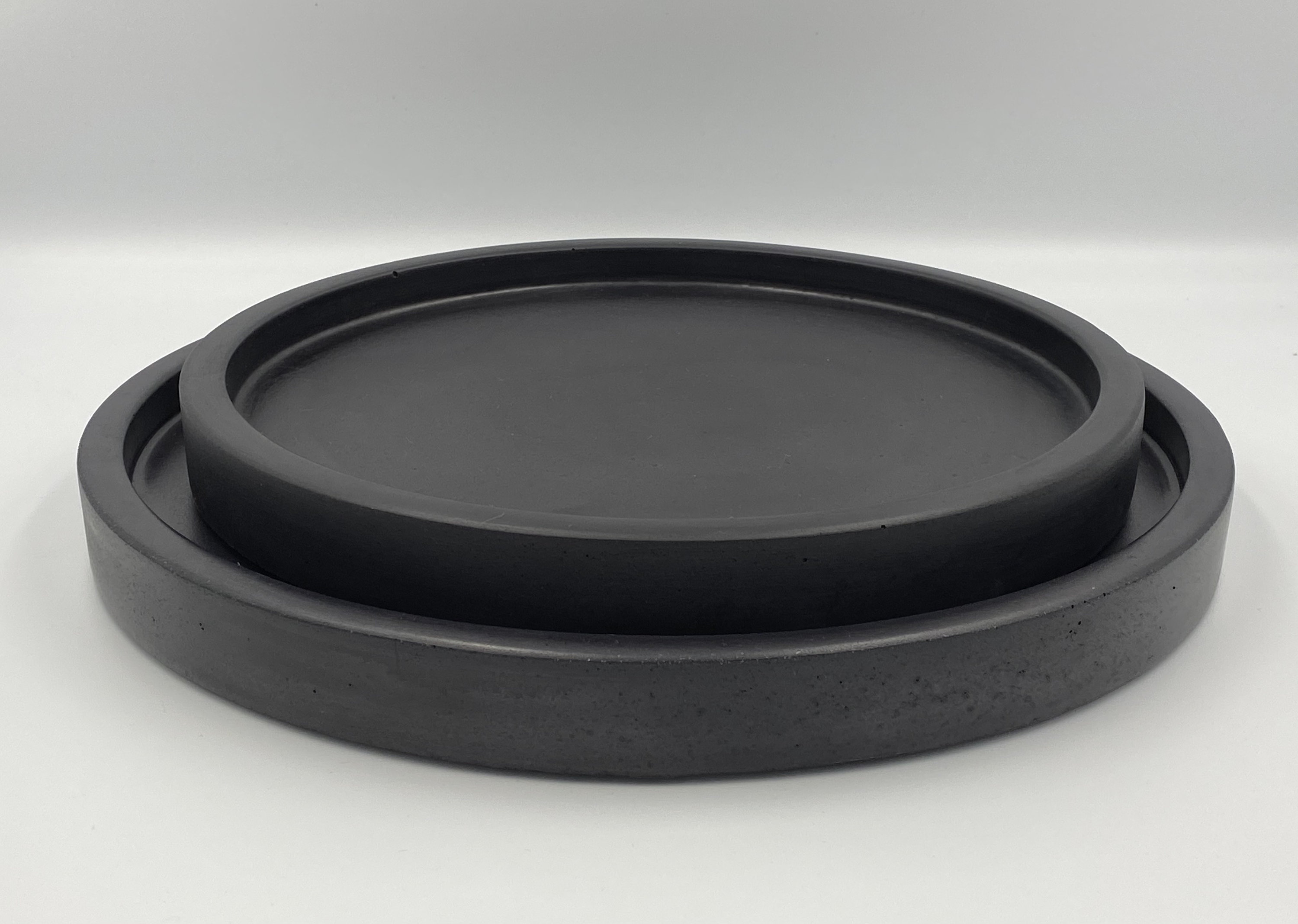 Set of 2 Black Concrete Round trays Coffee table tray Vanity Etsy