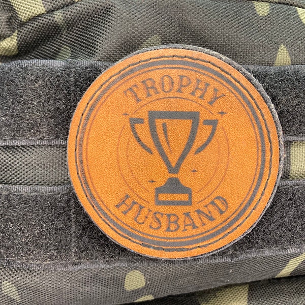 Trophy Husband Round  Leather Morale Patch