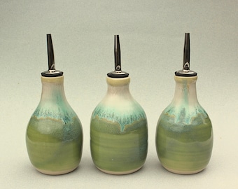 Handmade Oil/Vinegar Dispenser Bottle, Stoneware Olive Oil Cruet 300 ml