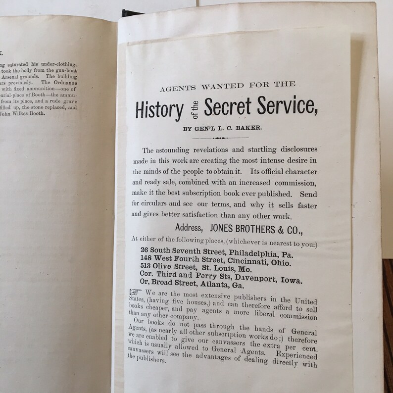 History of the United States Secret Service L.C. Baker 1867 Etsy