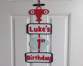 Plane Birthday Door Sign, Airplane Birthday, Time Flies Party, Photo Prop, Plane Birthday Decorations, Airplane Party, Plane Birthday Banner