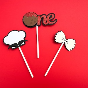 Little Meatball Cupcake Toppers, Italian Birthday Cupcake Toppers, Our Little Meatball is Turning One Birthday Decorations
