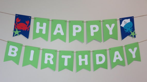 Under The Sea Ocean Beach Happy Birthday Banner Birthday Etsy