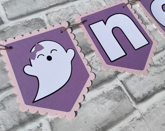 Spooky One Banner, Spooky Highchair Banner, Halloween First Birthday, Pastel Ghost Banner, Two Spooky, First Birthday