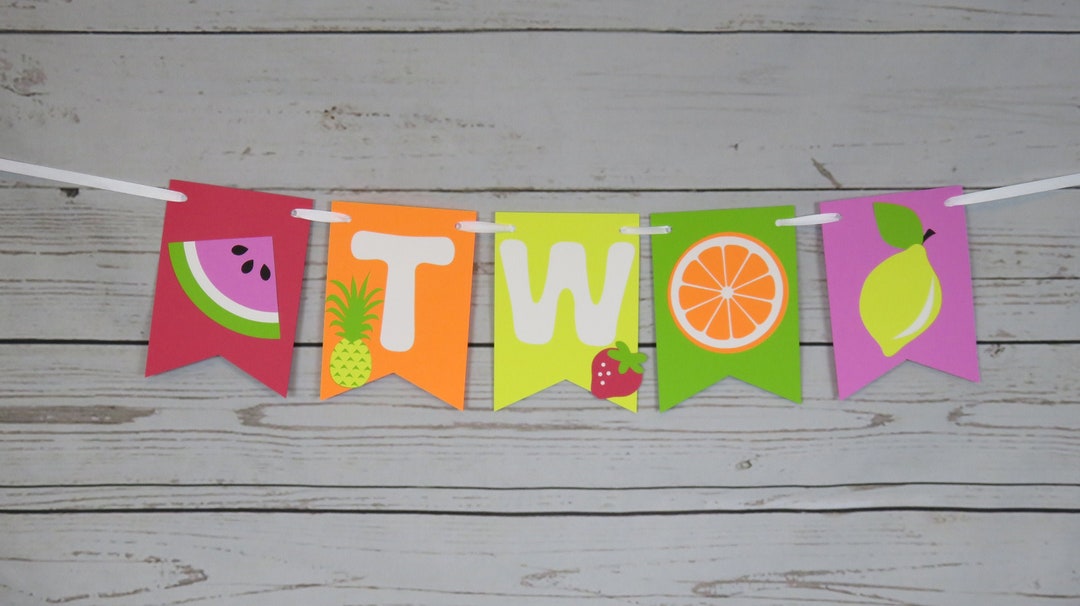 Twotti Frutti Birthday Banner, Twotti Fruitti Highchair Banner, Tutti ...