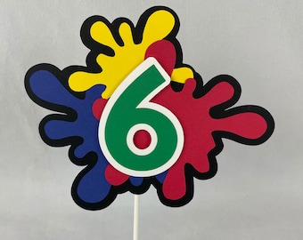 Paint Party Splatter Cake Topper Bright Colors, Art Party Cake Topper, Painting Party Centerpiece, Slime Party, Paint Splatter Birthday