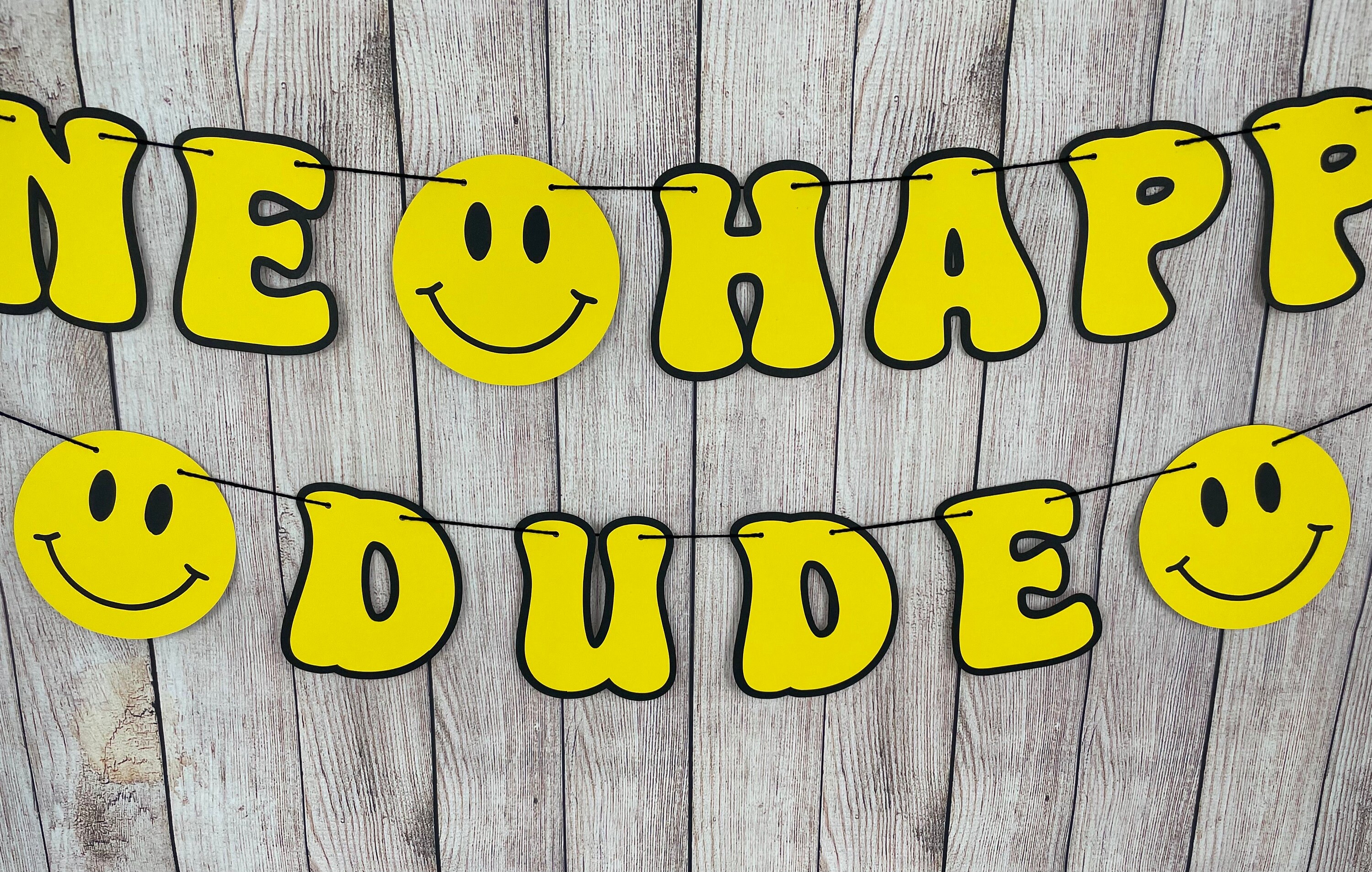 One Happy Dude Banner, Smiley Face Banner, One Cool Dude First Birthday ...