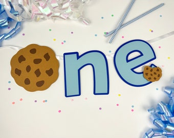 Cookie One Highchair Banner, Milk and Cookies Birthday Banner, First Birthday, One Sweet Cookie Highchair Banner