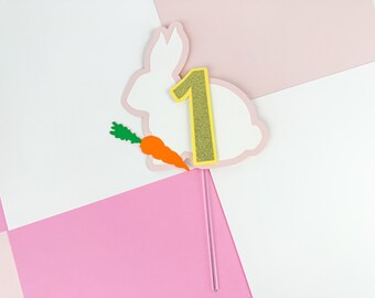 Bunny Cake Topper, Somd Bunny is One Cake Topper, Easter Birthday Cake Topper, Spring Birthday
