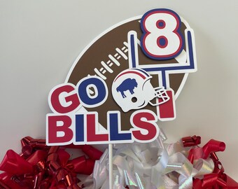 Football Cake Topper, Go Bills Cake Topper, Red White Blue Football Cake Topper, Sports Birthday, Football Party Decorations