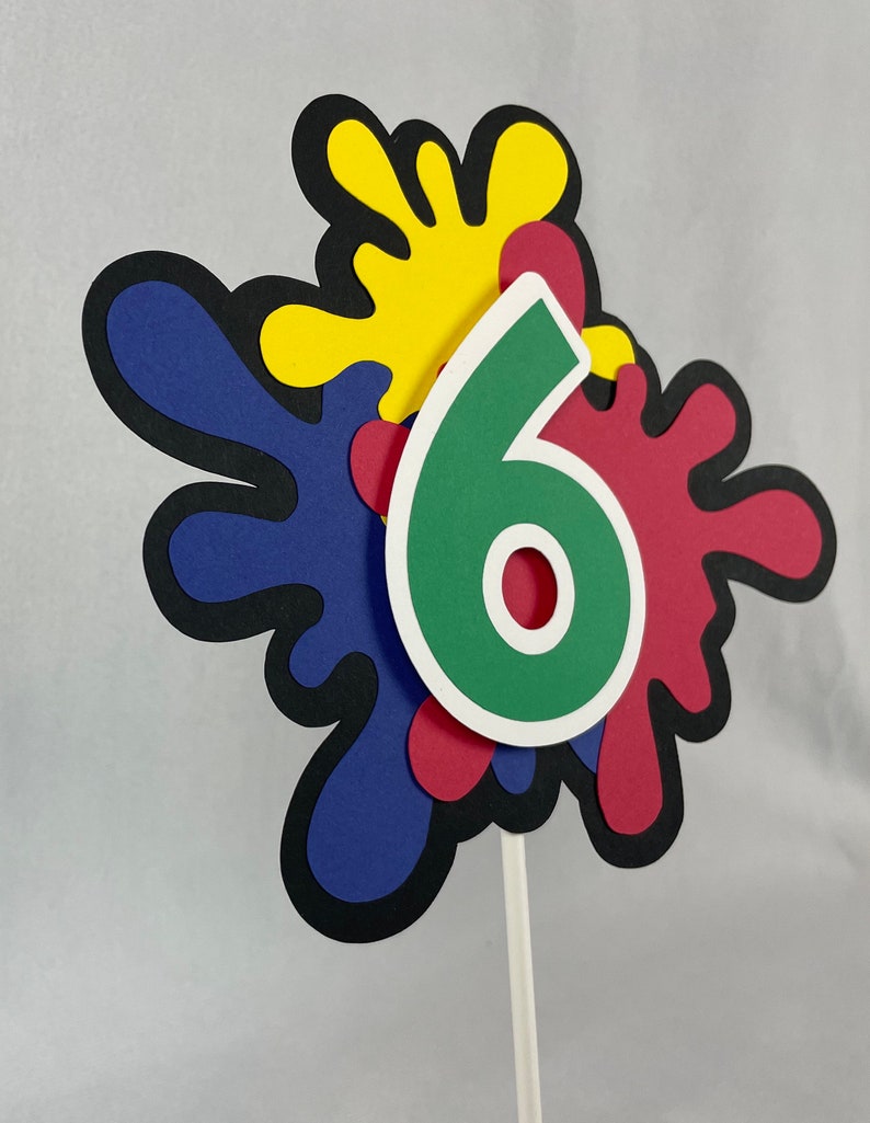 Paint Party Splatter Cake Topper Bright Colors, Art Party Cake Topper ...