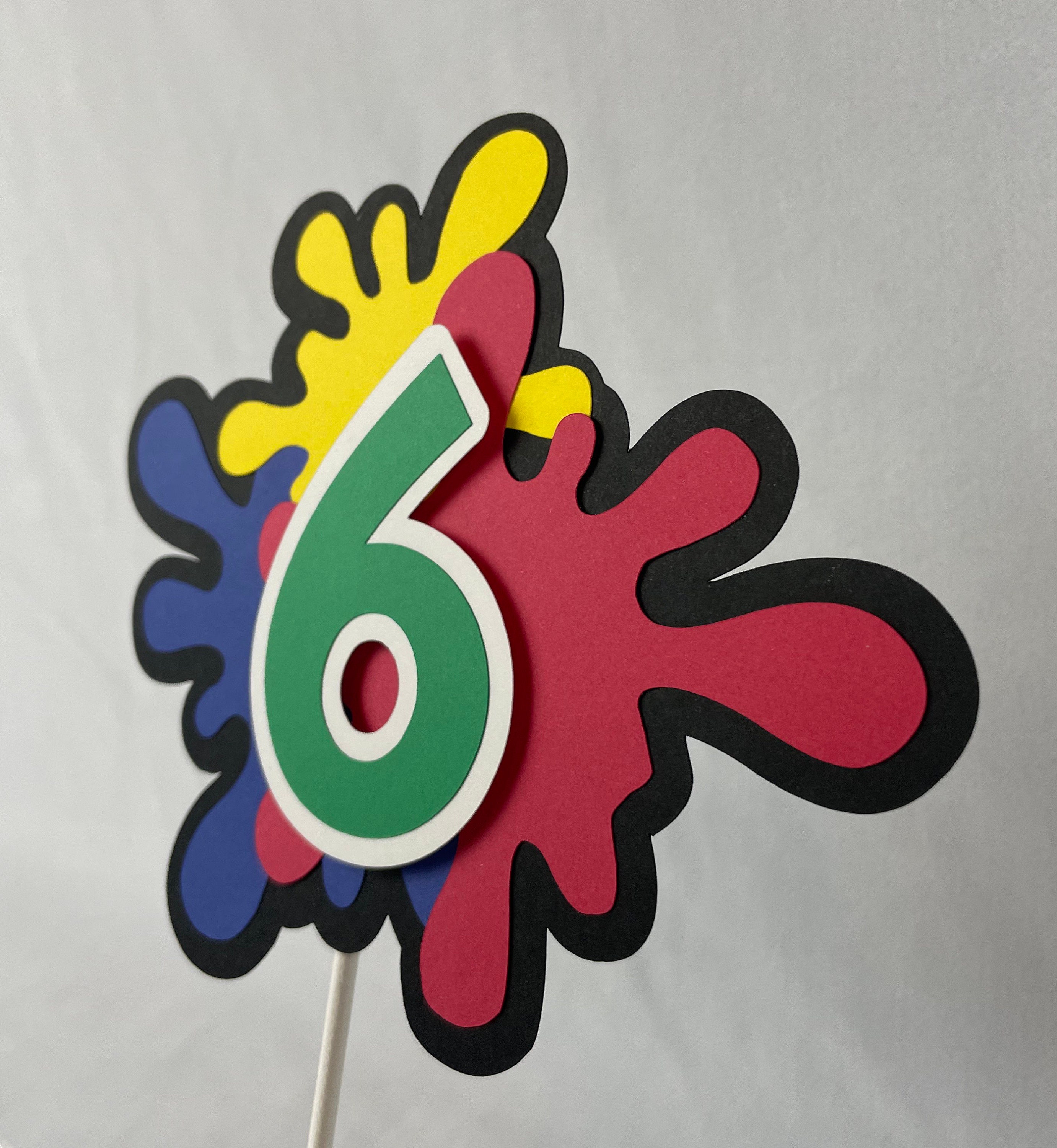 Paint Party Splatter Cake Topper Bright Colors, Art Party Cake Topper ...