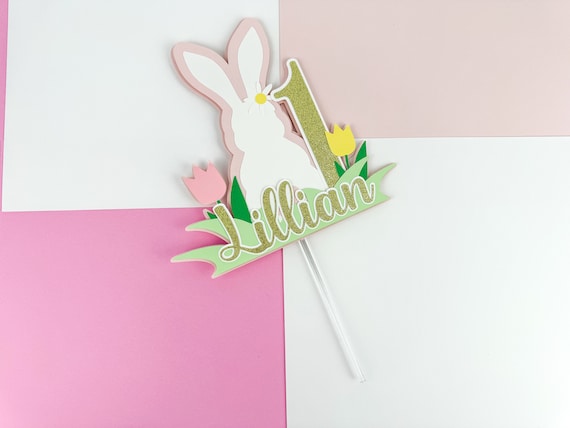Bunny Birthday Cake Topper, Easter Birthday Cake Topper, Some Bunny is One, Spring Birthday Decorations