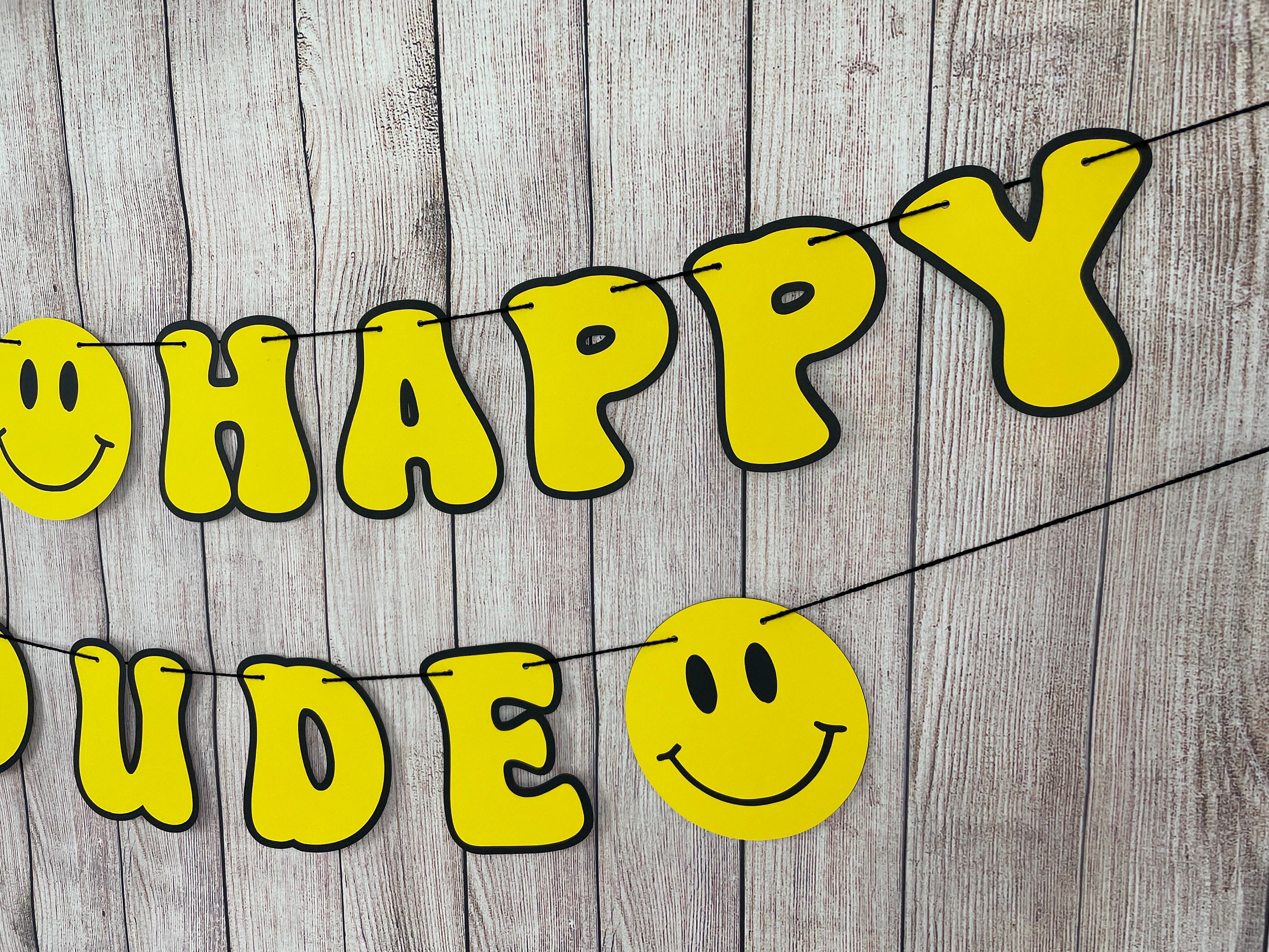 One Happy Dude Banner, Smiley Face Banner, One Cool Dude First Birthday ...