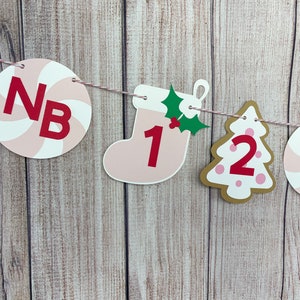 Gingerbread Photo Banner, Oh What Fun First Birthday Photo Milestone Banner, Christmas Photo Banner, Merry Birthday Month Banner