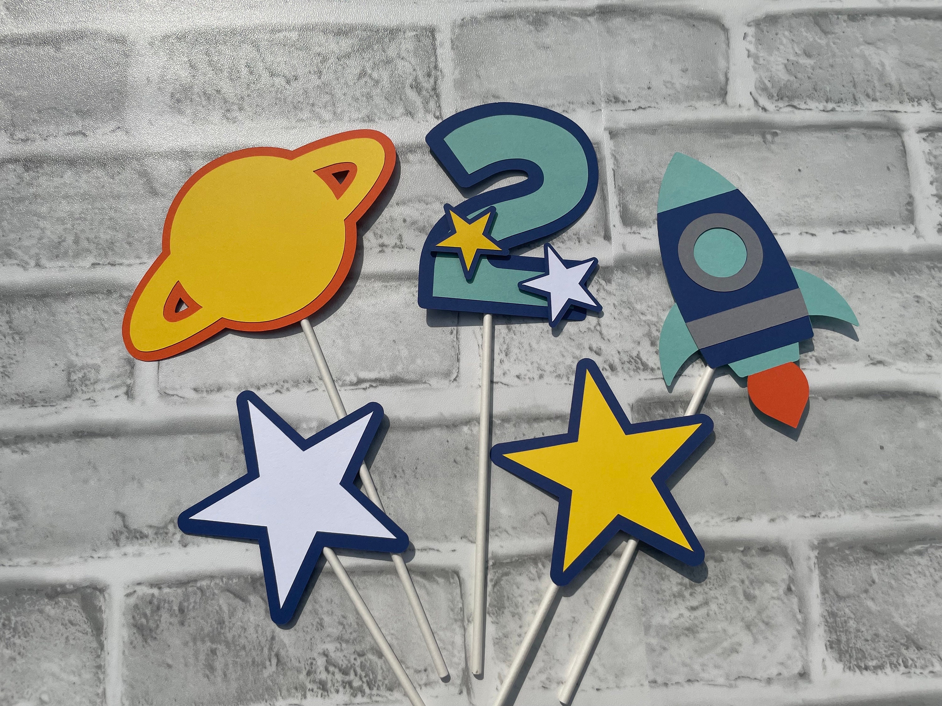 Two the Moon Space Birthday Centerpiece Sticks Rocket Ship Birthday Decorations Moon Birthday Space Centerpiece Second