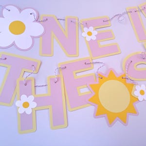 One in the Sun Banner, Sunshine First Birthday Banner, Pink Summer Sunshine Flower Birthday Banner, Girl First Birthday Decorations