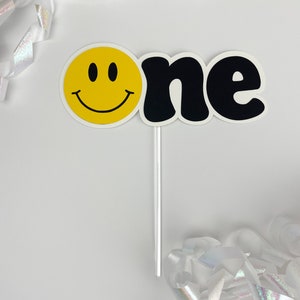 One Happy Dude Cake Topper, First Birthday Cake Topper, Smiley Face Birthday