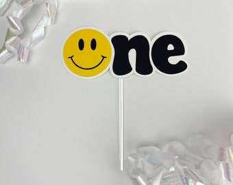 One Happy Dude Cake Topper, First Birthday Cake Topper, Smiley Face Birthday