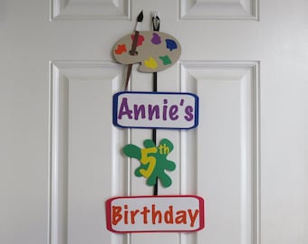 Art Party Birthday Door Sign, Paint Splatter Decorations, Paint Party Birthday, Art Birthday, Paint Birthday Banner, Painting Party