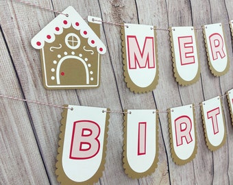 Gingerbread Merry Birthday Banner, Gingerbread Oh What Fun it is to be One Decorations, Christmas Birthday Decor, Two Sweet Decorations