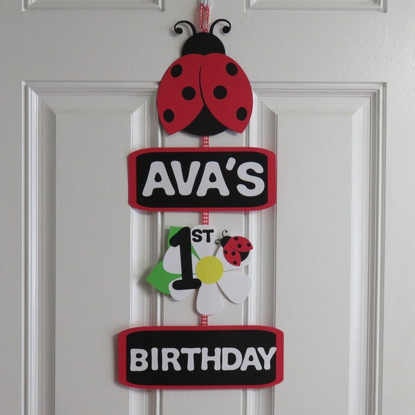 Ladybug Birthday Banner, Name Banner, Photo Prop, Garden Party, Ladybug Birthday Decorations, First Birthday, Ladybug Baby Shower, Door Sign