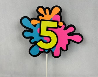 Slime Cake Topper, Paint Party Splatter Cake Topper Bright Colors, Art Party Cake Topper, Painting Party Centerpiece, Paint Splatter