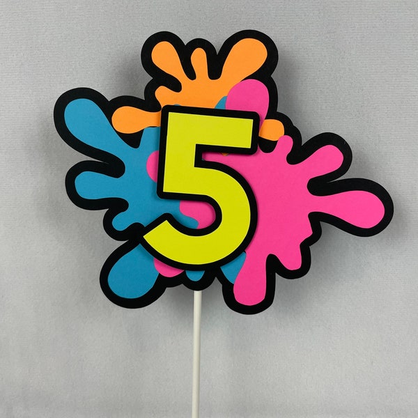 Slime Cake Topper, Paint Party Splatter Cake Topper Bright Colors, Art Party Cake Topper, Painting Party Centerpiece, Paint Splatter