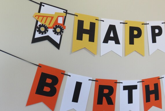 Construction Zone Happy Birthday Banner Work Zone Birthday Etsy
