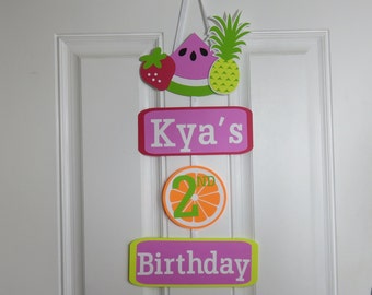 Twotti Frutti Birthday Door Sign Banner, Tutti Frutti Banner, Two Sweet Banner, Tutti Fruitti Birthday, Fruit Party Door Sign