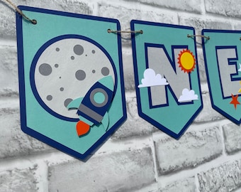 First Trip Around the Sun Highchair Banner, First Birthday One Banner, Space Birthday Decorations, Moon Banner, Rocket Ship, Photo Prop