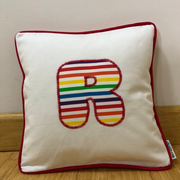 Rainbow Letter Nursery Cushion Cover | Personalised Rainbow Baby Cushion | Rainbow Nursery Decor | Eco Nursery Decor | Unisex Baby Gift